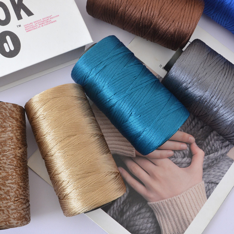 Macrame Cord Cotton - Fil brillant plat en polyester pour