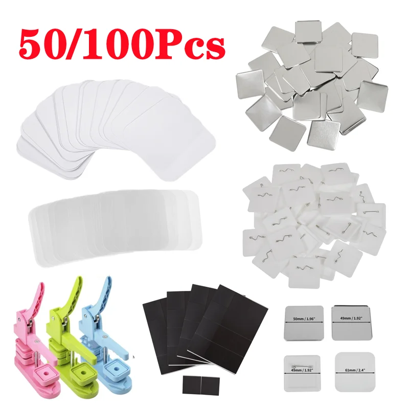 Art Craft Magnet - 50/100 pièces 50*50mm aimant réfrigérateur Badge