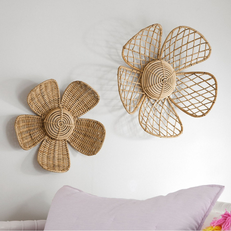 Art Craft Flower - Décoration Murale en Rotin Tressé Nordique,