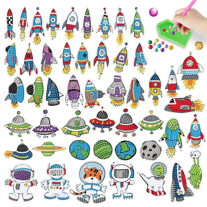 Art And Craft Rocket - Kit d'art diamant spatial pour enfants,