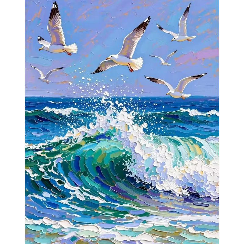 Art And Craft Numbers - GATYZTORY Peinture par numéros Vagues, Toile