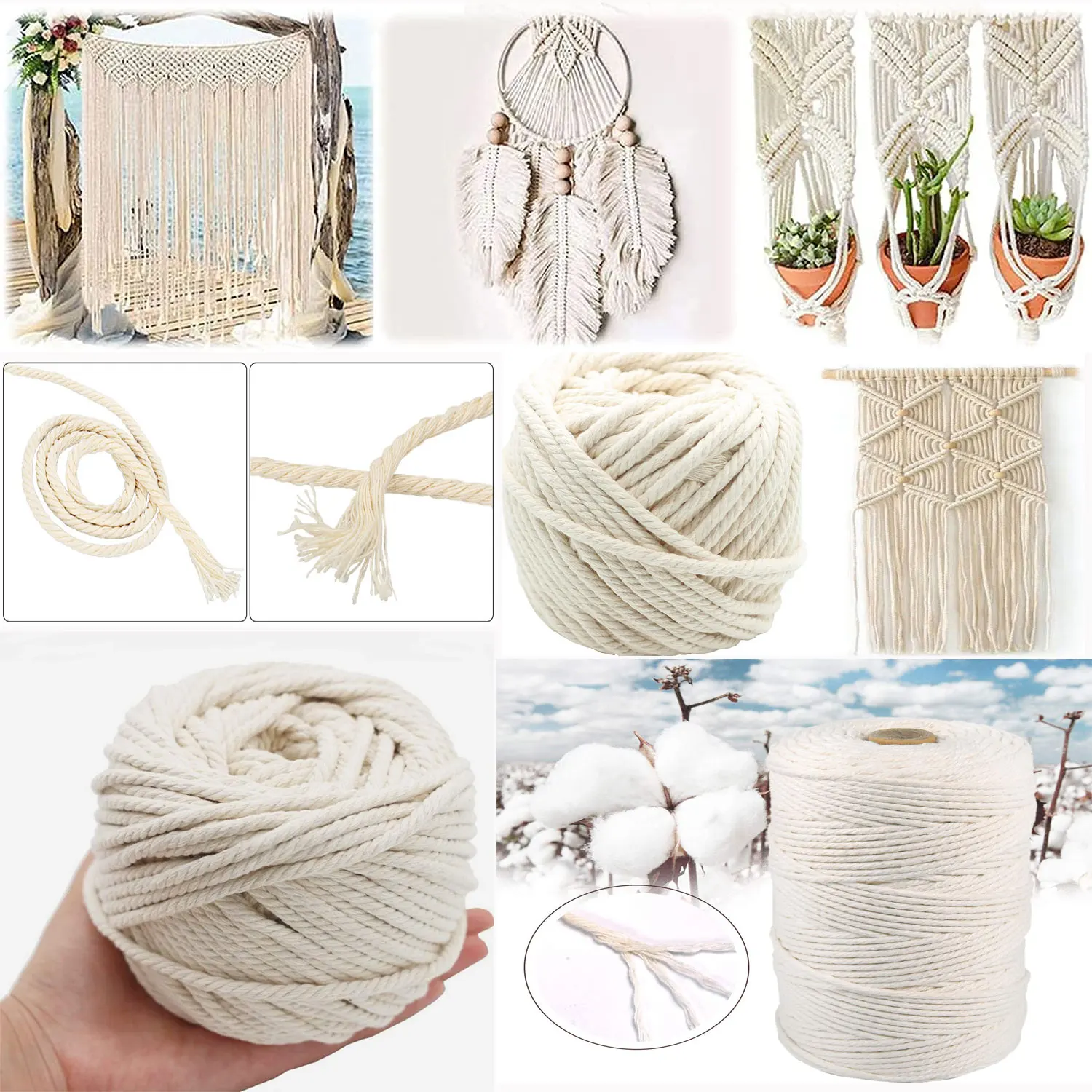 Corde en coton macramé de 2 à  - Macrame Cord Cotton avis et prix