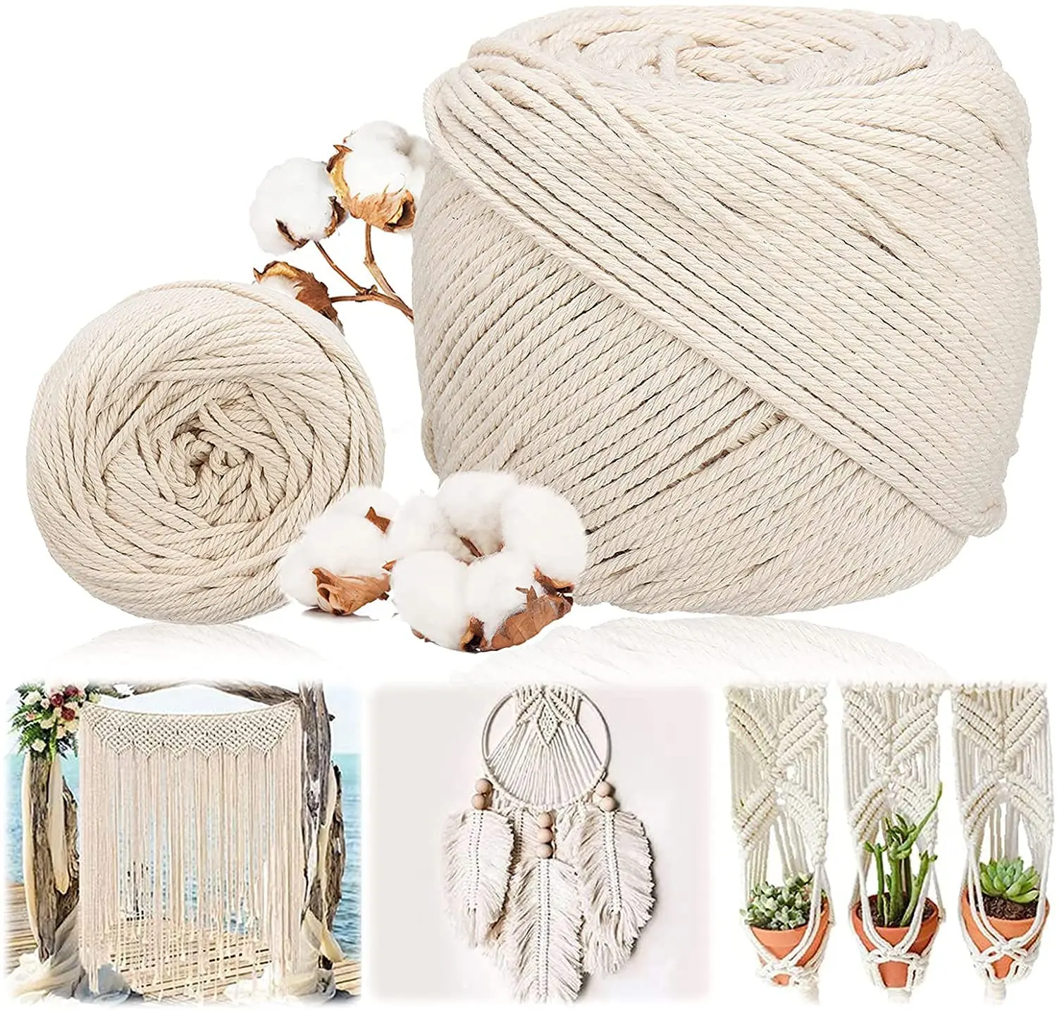 Corde en coton macramé de 2 à  - Macrame Cord Cotton avis et prix